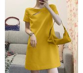VONDA 2024 Summer Women Solid Color Mini Dress Casual O Neck Short Sleeve Female Short Dresses Party Crew Neck Shirt Vestidos