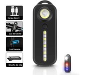USB Recharge LED Flashlight Work Light Keychain Flashlight for Police Shoulder Clip Lights Warning Flashing Light Outdoor Lamp