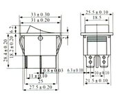 INTERRUPTOR 4 PIN ON OFF CON LUZ ROJO 220V RECTANGULAR KCD4 SPST 16A 220V