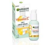 Garnier | Crema Sérum con SPF 25. Alta Concentración de sérum con Vitamina C y Protección Solar para Proteger la Piel de las Manchas del Sol. Fórmula Ultra Ligera e Hidratante 50ml