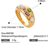 Anillos de acero inoxidable PVD chapados en oro de 18 quilates para mujer, anillos simplemente sólidos de 2 tonos, joyería moda