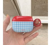Ins Red Blue Checkered Pattern Cute Mushroom Pendant Cover Case for AirPods 1 or 2 3 4 Pro Pro 2