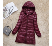 Plus Size White Duck Down Jacket Light-weight Down Jacket Women Inner Cloth Coat Ladies Long Winter Hat Hooded Femal