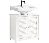 SoBuy Mueble para Debajo del Lavabo Armario de Baño de Suelo con 2 Estante y 2 Puertas Correderas 60 x 35 x 58 cm FRG237-II-W ES