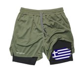 Flag Print 2 in 1 Performance Shorts for Men Gym Athletic Workout Training Quick Dry Shorts with Phone Pocket Patriotic Shorts