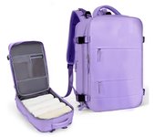 Mochila viaje cabina avion 47x35x25， Mochila de viaje minimalista urbana de cuero de vaca compuesto impermeable negra
