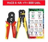 WOZOBUY Wire Terminals Ratcheting Ferrule Crimper Tool HSC8 6-6A/6-4A - 24-10AWG Wire Stripper,Wire Terminals Crimper Kit
