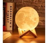Lámpara de luna con impresión 3D creativa, luces LED de noche recargables, 2 colores, bola táctil, lámpara de Luna, decoración del hogar, dormitorio, regalos de cumpleaños
