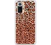 Funda compatible con Xiaomi Redmi Note 10 Pro / Pro Max - Fondo leopardo marron naranja