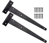 2piezas de bisagras de puerta negras de 12 pulgadas, bisagras en T de alta resistencia con 12 tornillos, bisagras en T exteriores para puertas de granero, 300 mm
