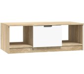 vidaXL Mesa de centro madera de ingeniería 102x50x36 cm Roble ahumado, Blanco, Negro Mesita de Salón o Comedor o Auxiliar Mesa de Café Meuble Salón