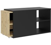 FMD FMD Mueble de TV con 2 compartimentos abiertos negro y roble, Mueble de Salon, Mueble TV, Mueble TV salon, Mesa de TV, Mueble tele