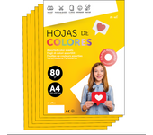 M-Office Folios De Colores A4 80g Para Impresoras y Manualidades, Papel Surtido Para Niños, Paquete Folios Colores Para Tarjetas, Escuela y Proyectos Creativos m-office (50h, Oro)