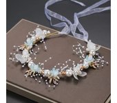 Princess Flower Crystal Headpiece Rhinestone Pearl Headband Alloy Floral Bridal Hair Accessories Wedding For Girls And Women