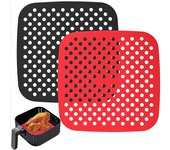 NK 2uds Papel de Horno Reutilizable de Silicona  para Freidora de Aire (21,2cm) - Alfombrilla de Silicona AirFryer Liner, Antiadherentes, Accesorios para freidoras sin Aceite (Forma: Cuadrada)