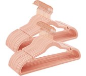 SONGMICS Perchas de Terciopelo, Juego de 50 Piezas, Antideslizantes, Ranuras para Hombros, Barra para Pantalones, Gancho Giratorio 360°, 0,6 cm de Grosor, 43 cm Largo, Gris/Negro Clásico/Rosa Claro/Blanco Clásico