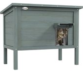 PawHut Casa elevada de madera para gatos al aire libre con techo que se abre, aislada con techo de asfalto 85x50x68.5 cm