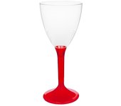 MONOUSO | Copa Reutilizable PS Pie Rojo Transp. Vino y Agua 180ml 2P (20 Uds)