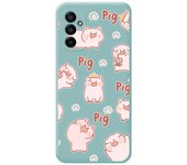 Funda Silicona Líquida Azul para Samsung Galaxy M13 4G diseño Cerdos Dibujos
