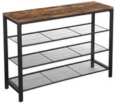 Zapatero industrial para 15 pares, organizador con 3 estantes de malla, estructura estable, para pasillo, marrón rústico y negro