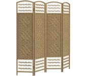 HOMCOM Biombo Separador de Ambientes de 4/6 Paneles 160x170 cm/240x170 cm Divisor de Habitación Plegable de Cuerda de Papel y Marco de Madera Decoración para Dormitorio Salón Natural