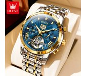 OLEVS 9965 Mens Watch Classic Hollow Out Automatic Mechanical Watch Original Movement Waterproof Luminous Calendar Year Moon