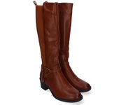 Davinia Shoes Botas de Tacon para Mujer, Comodas y Elegantes, Detalle de Hebilla, Puntera Redonda y Cierre de Cremallera Lateral. Shoes&Blues.es 2413-Camel