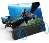 12" Phone Screen Magnifier with Bluetooth Speakers -  Foldable Cell Phone Stand with Screen Amplifier - Supports All Smartphones