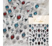 Ocean Jellyfish Snake Koi Fish Star Moon Shell Nail Art Sticker Totem Gems Conch Starfish Dragon Phoenix Crane Manicure Decal