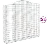 vidaXL Cestas de gaviones 4 uds forma de arco hierro Dimensiones 200 x 30 x 60/80 cm,  200 x 30 x 140/160 cm,  200 x 30 x 180/200 cm y mas