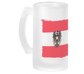 MERCHANDMANIA JARRA CERVEZA CRISTAL bandera austria pais gobierno escudo esmerilada esmerilado 500ml