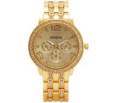 Reloj para mujer con tres subdiales, numeración y piedras brillantes, movimiento de cuarzo, un reloj de lujo para la mujer