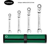 Ratchet Spanner Wrench Set Gear Ring Ratcheting Combination Wrench Kit Metric Flexible Head with Canvas Bag  Metric Flex Head