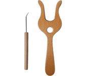 Tenedor Lucet - Tenedor de Tejer de Madera de 1cm con Gancho | Tenedor Lucet cortado a mano ? Tenedor para tejer con cordón de ojo grande | Cordón de ganchillo Tenedor para trenzar, cordón y bufandas