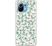 Funda compatible con Xiaomi Mi 11 - Patron flores con fondo verde
