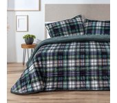 Manterol - Edredón quilt de borreguito cuadros escoceses verde y rojo. Tejido térmico sherpa muy cálido, suave y mullido para un descanso reparador en invierno.
