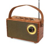 Altavoz Bluetooth Bateria Recargable Portatil Retro Pequeña, Radio FM Portatil Pequeña Bluetooth Vintage,Mini Radio Madera Retro de Cocina con Reproductor USB/TF/AUX,Adecuado para hogar, Exterior
