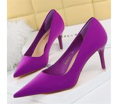 Women 7.5cm 10.5cm High Heels Scarpins Silk Pumps Lady Green Purple Red Fetish Wedding Bridal Mid Low Heels Evening Party Shoes