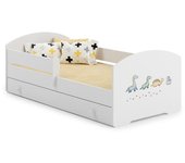 Cama de criança 140 x 70 com gaveta, colchão e estrado incluídos Kobi Luk Dinosaurs