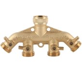 Divisor de manguera de 4 vías de latón para jardín, adaptador de manguera, válvula de bola, conector de válvula de grifo de agua