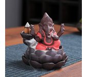 1pc, Ceramic Lotus Indian Ganesha Elephant God Buddha Statues Backflow Incense Burner Buddha Incense Hold Home Decor Tea Pet
