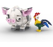 BuildMOC 2 in 1 Moana Pet Pig  Model Building Blocks 368PCS Cartoon Character Model DIY Toy for Kid Adult Birthday Gift