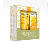 Pack esenciales bebé: Champú y Gel 200 ml + Crema de Pañal 75 ml Caléndula Weleda