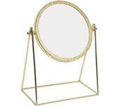 Espejo de maquillaje Espejo de vanidad de un solo Espejo Vintage 360 ° Rotación Metal Cosmético para Dresser Vanity Table Desk-Gold-Redondo