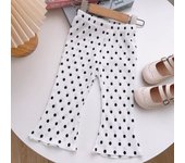 Summer Child Girls Pants Polka Dot Kids Wide Leg Flare Pants Spring Autumn Toddler Waist Flare Trousers Children Clothing 2-7Y