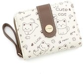 Cartera de Gato para Mujeres y niñas, Con Cremallera y tarjetero, Con billetera y ranuraspara tarjetas de Identificación, color marrón.