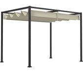 Outsunny Pérgola 3x2 m Cenador de Jardín con Techo Retráctil de Poliéster con Recubrimiento Resistente para Celebraciones Fiestas Bodas