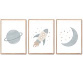 Set de 3 cuadros calidad premium con marco de madera - 30x40 cm o 50x70 cm - POSTER LAB