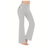 Women's Flared Pants with Pockets, Flared Leg Yoga Pants High Waist Fitness Casual Tummy Tuck Pants