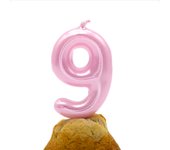 CABLEPELADO - Vela cumpleaños - celebracion - sin toxicos - sin humo - Numero de Tarta - fácil colocación - Número 9 - Rosa Claro